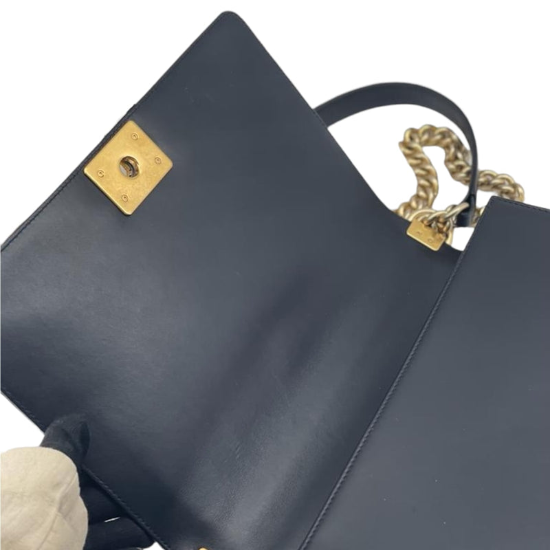 New Medium Chevron Boy Bag Mixed Leather Black GHW