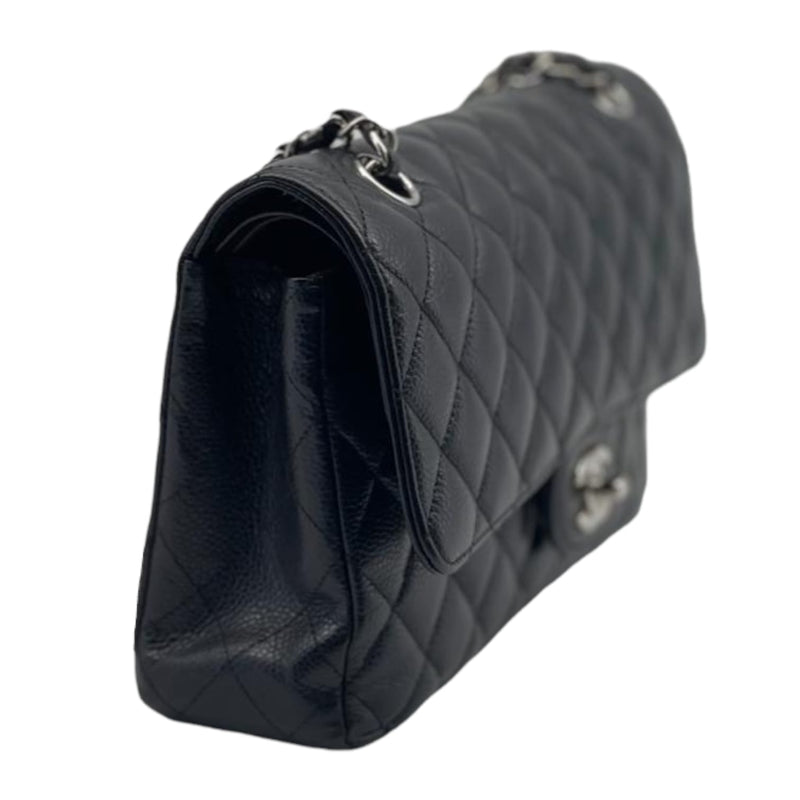 Medium Classic Double Flap Caviar Black SHW
