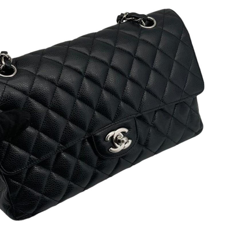 Medium Classic Double Flap Caviar Black SHW