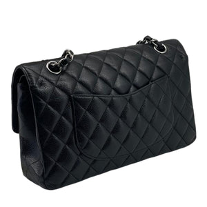 Medium Classic Double Flap Caviar Black SHW
