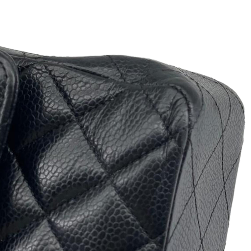 Medium Classic Double Flap Caviar Black SHW