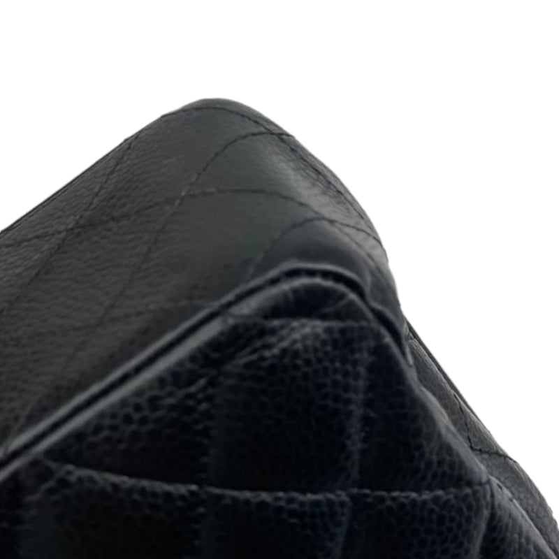 Medium Classic Double Flap Caviar Black SHW