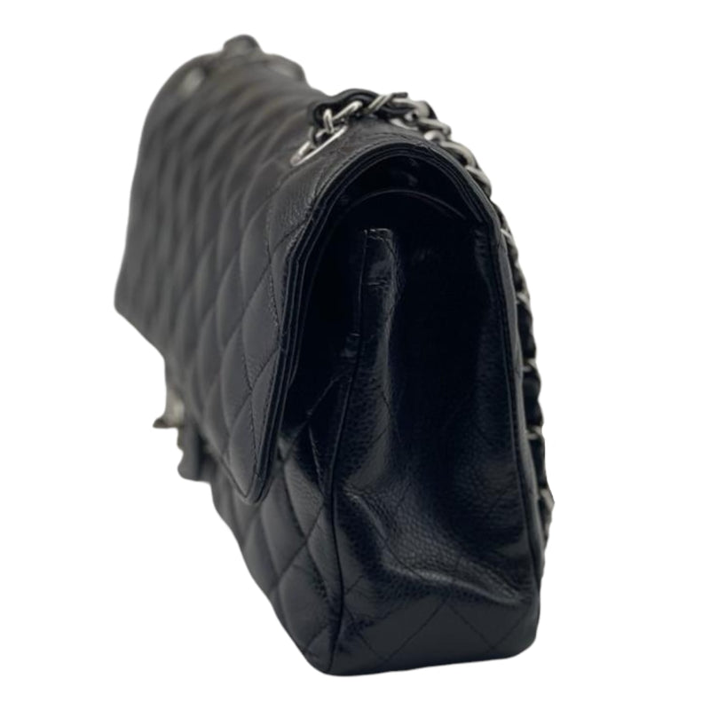 Medium Classic Double Flap Caviar Black SHW