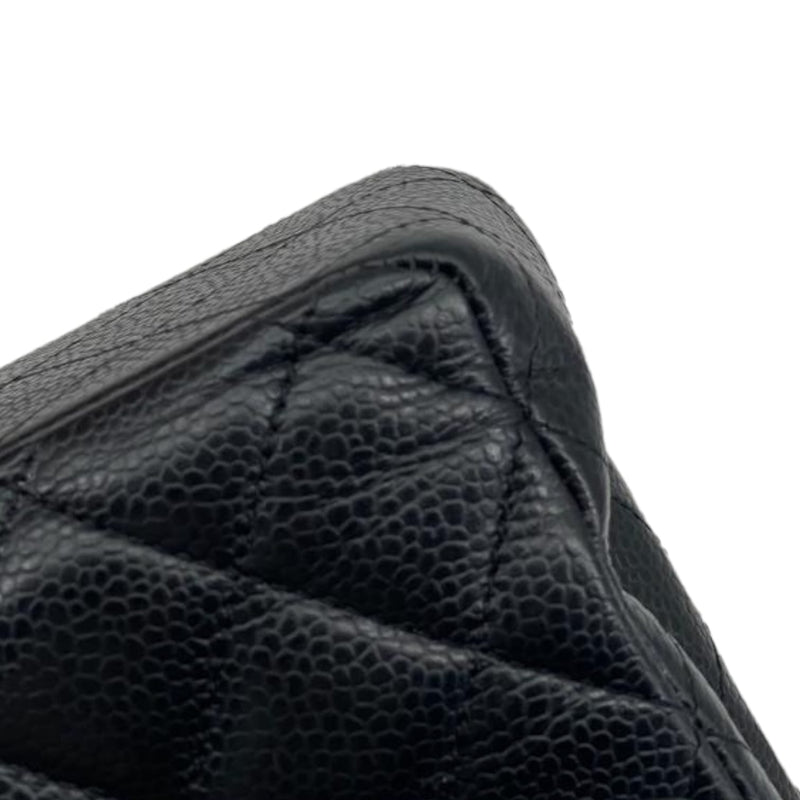Medium Classic Double Flap Caviar Black SHW