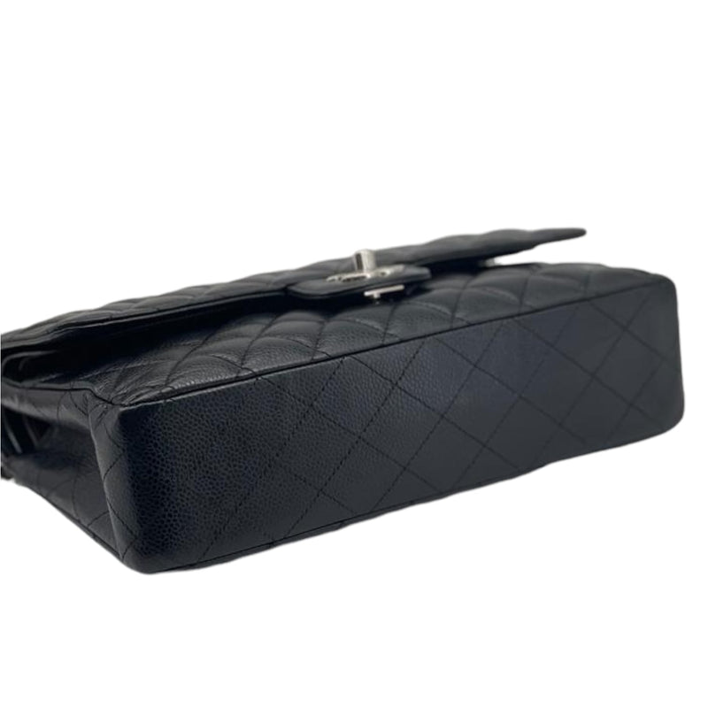 Medium Classic Double Flap Caviar Black SHW