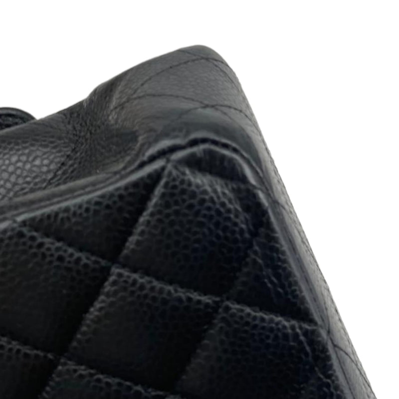 Medium Classic Double Flap Caviar Black SHW