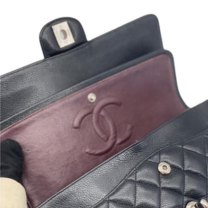 Medium Classic Double Flap Caviar Black SHW