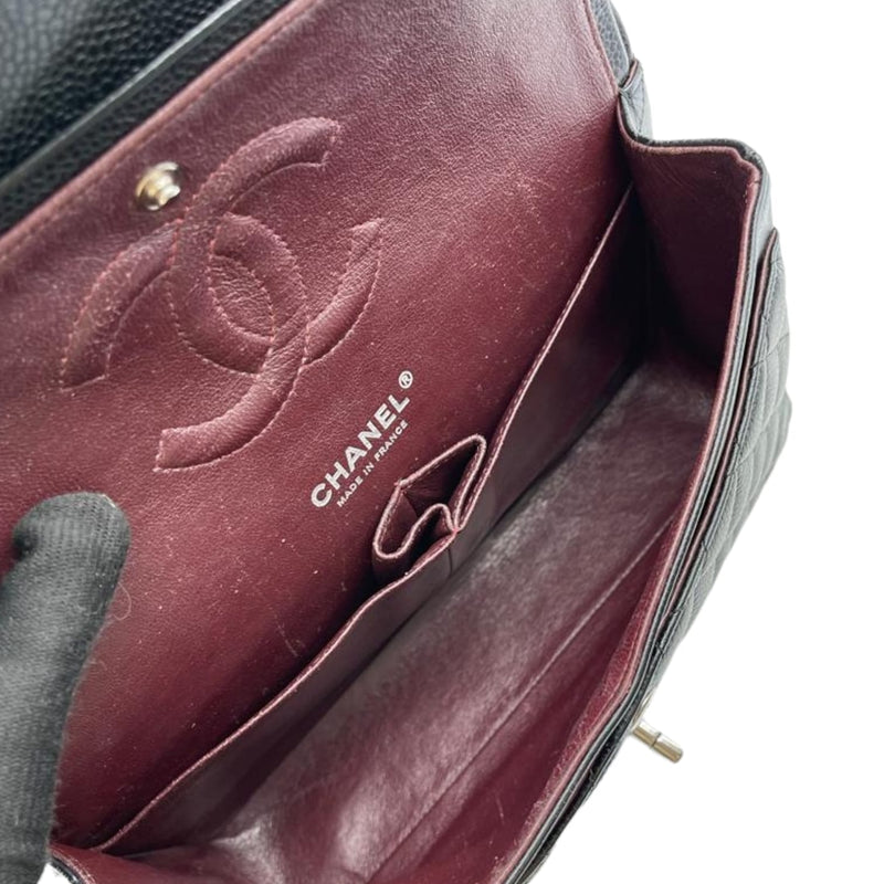Medium Classic Double Flap Caviar Black SHW