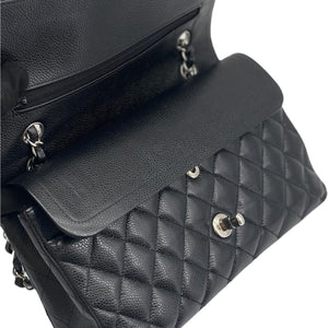 Medium Classic Double Flap Caviar Black SHW