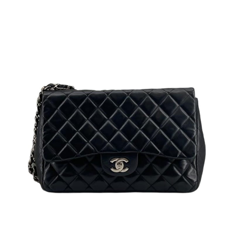 Jumbo Classic Single Flap Lambskin Black SHW
