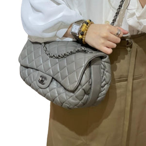 Classic Single Flap Grey Lambskin RHW