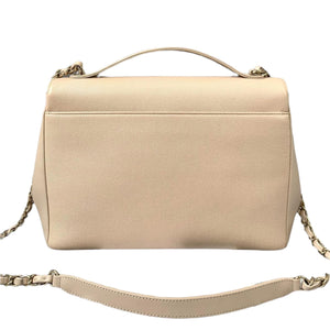 Large Business Affinity Flap Quilted Caviar Beige GHW