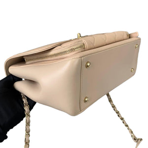 Large Business Affinity Flap Quilted Caviar Beige GHW