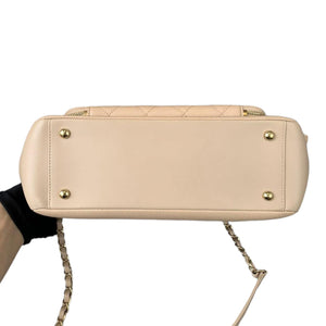 Large Business Affinity Flap Quilted Caviar Beige GHW