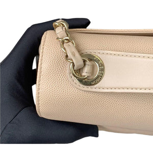 Large Business Affinity Flap Quilted Caviar Beige GHW