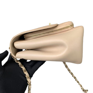 Large Business Affinity Flap Quilted Caviar Beige GHW