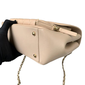 Large Business Affinity Flap Quilted Caviar Beige GHW