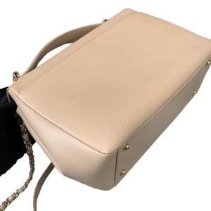Large Business Affinity Flap Quilted Caviar Beige GHW