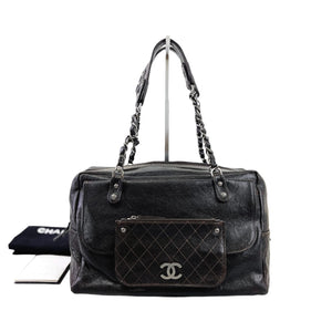 Boston Bag Brown Leather SHW