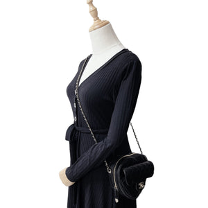 Large Heart Bag Lambskin Black GHW