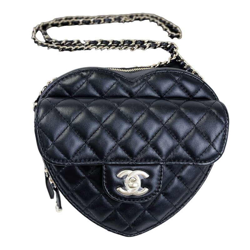 Chanel 22S Heart bag large black lambskin gold hw