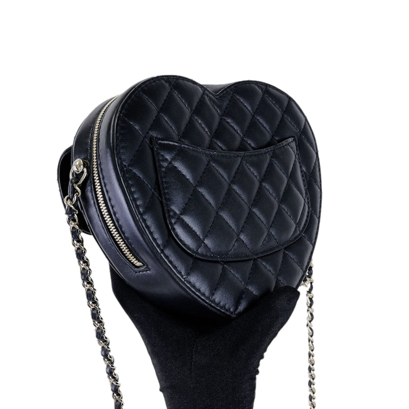 Large Heart Bag Lambskin Black GHW