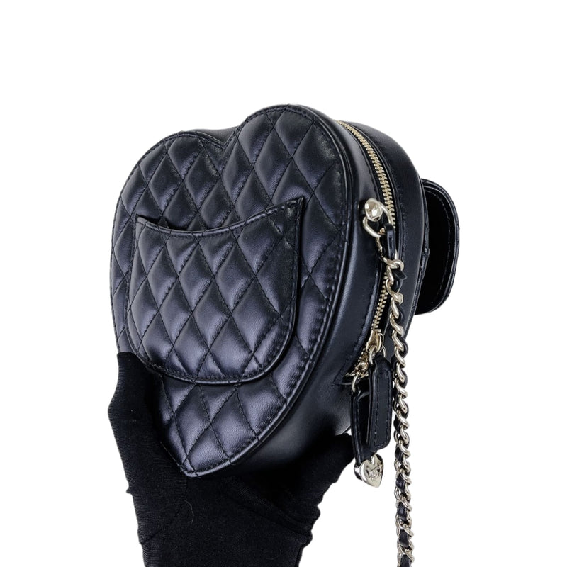 Large Heart Bag Lambskin Black GHW