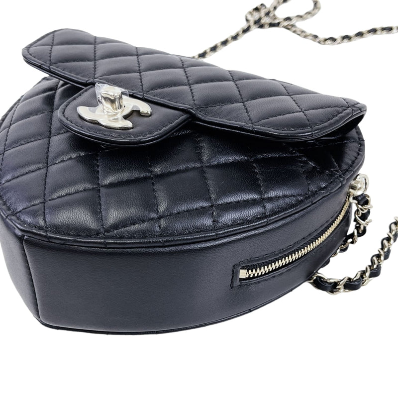 Large Heart Bag Lambskin Black GHW