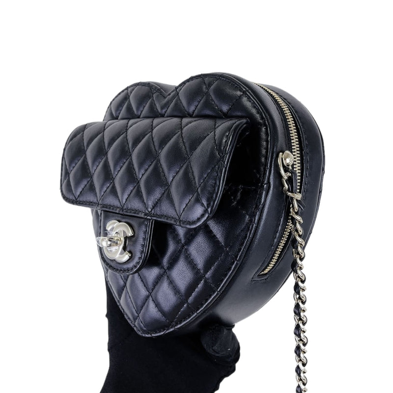 chanel heart crossbody bag black