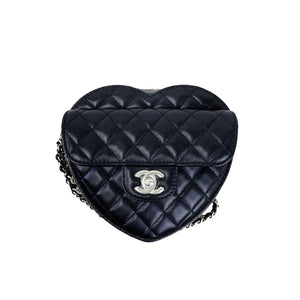 Large Heart Bag Lambskin Black GHW