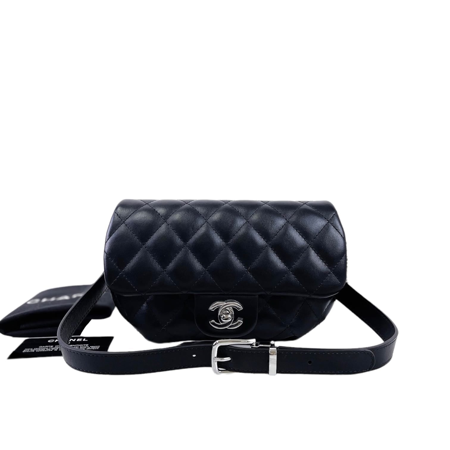 Chanel Pochette Ceinture clutch-belt in Black Quilted Grained