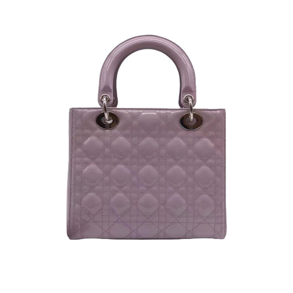 Medium Lady Dior Cannage Patent Lavender SHW