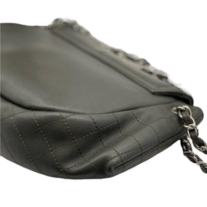 Large CC Round Flap Caviar Dark Grey SHW