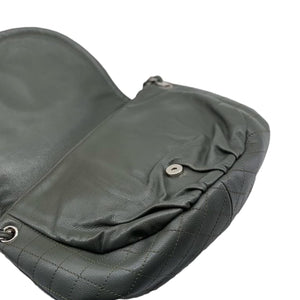 Large CC Round Flap Caviar Dark Grey SHW