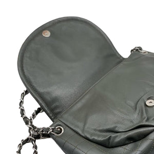 Large CC Round Flap Caviar Dark Grey SHW