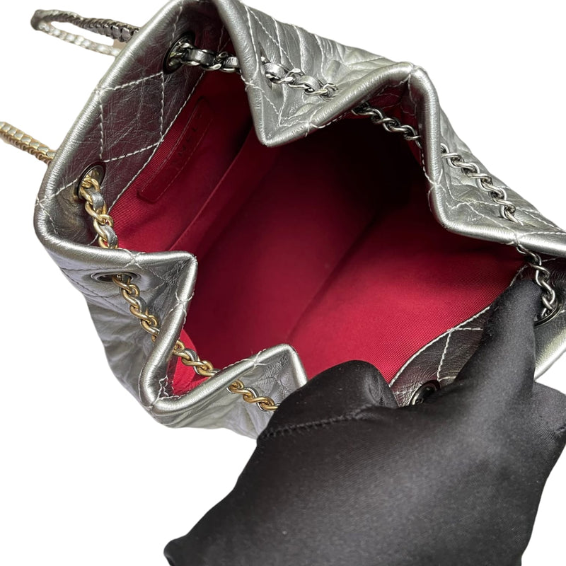 Gabrielle Backpack Aged Calfskin Metallic Silver MHW