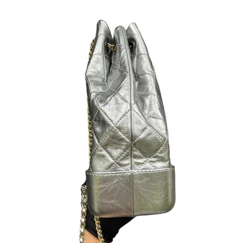 Gabrielle Backpack Aged Calfskin Metallic Silver MHW