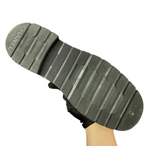 Laceup Combat Boots Calfskin Beige Black