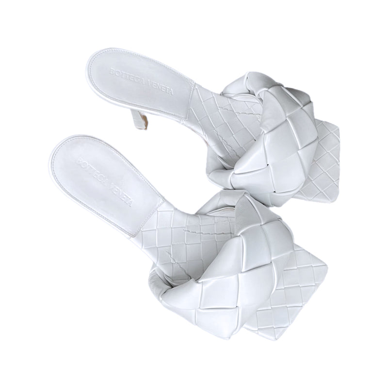 Lido Intrecciato Mules Nappa Leather Optic White