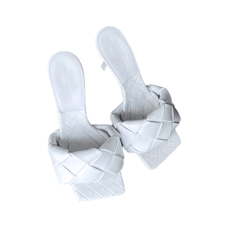 Lido Intrecciato Mules Nappa Leather Optic White