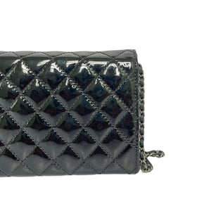 Brilliant Wallet on Chain Clutch East West Patent Black SHW