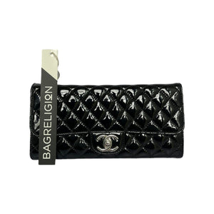 Brilliant Wallet on Chain Clutch East West Patent Black SHW