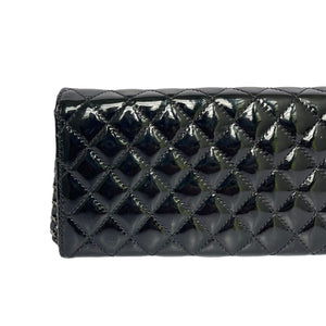 Brilliant Wallet on Chain Clutch East West Patent Black SHW