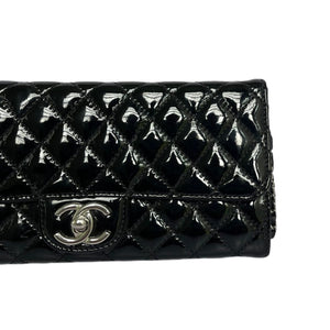 Brilliant Wallet on Chain Clutch East West Patent Black SHW