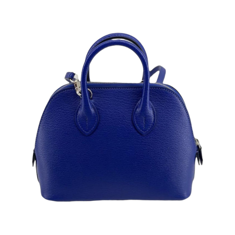 HERMÈS, BLUE ELECTRIC CHEVRE LEATHER MINI BOLIDE 1923 WITH SILVER HARDWARE, Luxury Handbags, 2020
