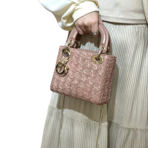 Mini Lady Dior Wavy Crinkled Lambskin Pink LGHW