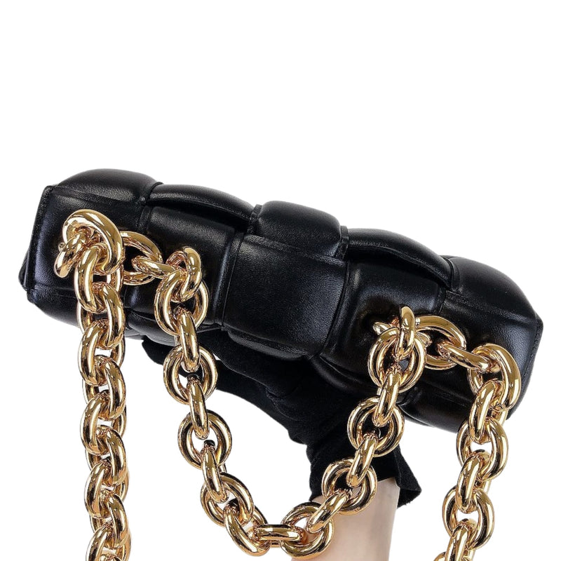 Chain Cassette Bag Leather Black GHW