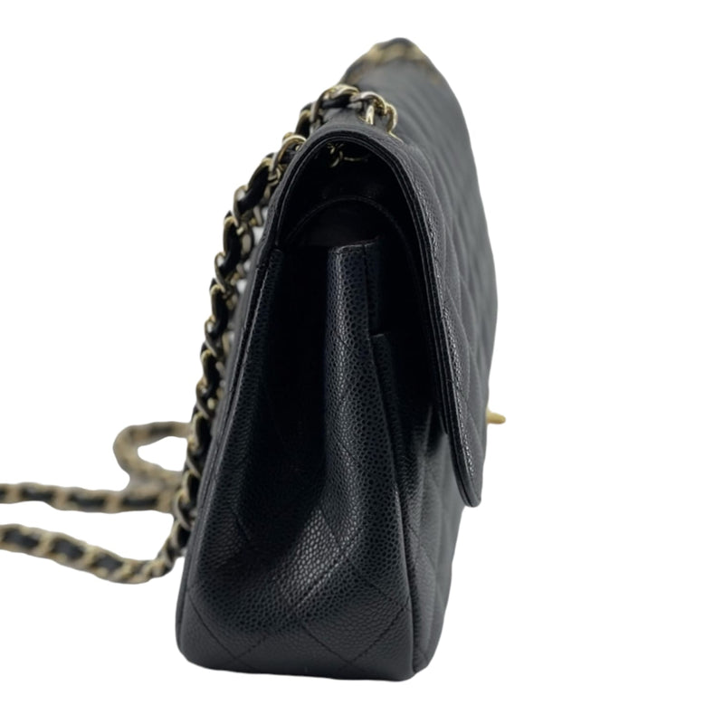 Jumbo Classic Double Flap Caviar Black GHW