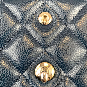Jumbo Classic Double Flap Caviar Blue SHW