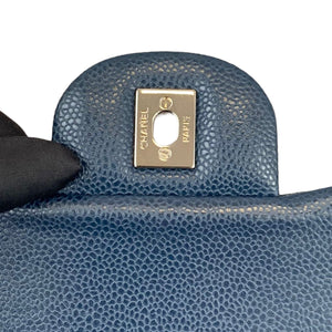 Jumbo Classic Double Flap Caviar Blue SHW